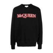 Zwart Logo Print Sweatshirt Ronde Hals Alexander McQueen , Black , Her...
