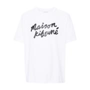 Logo Print Crew Neck T-shirt Maison Kitsuné , White , Heren