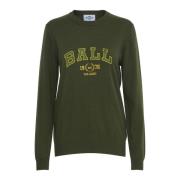 Round-neck Knitwear Ball , Green , Dames