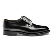 Handgemaakte leren derby veterschoen Santoni , Black , Heren