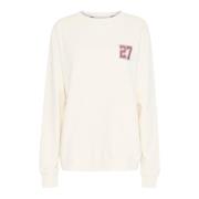 Off White Sweatshirt met Geborduurd Detail Ball , Beige , Dames