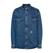 Denim Shirts Palm Angels , Blue , Heren