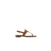 Kameel Sandalen met Gouden Logo Detail Michael Kors , Brown , Dames