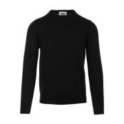Zwarte Sweater Girocollo ML Alpha Studio , Black , Heren