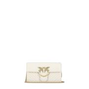 Love Birds Leren Schoudertas Pinko , Beige , Dames