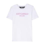 Witte Logo T-shirt Just Cavalli , White , Dames