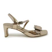 Bronzen Leren Sandalen Ss24 DEL Carlo , Brown , Dames