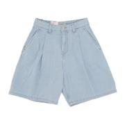 Blauw Stone Gebleekte Denim Shorts Carhartt Wip , Blue , Dames