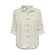 Asmin-Caro Linnen Shirt Broek Set Only , White , Dames