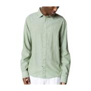 Katoen Linnen Shirt voor Casual Look Clean Cut , Green , Heren