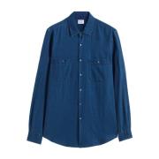 Chambray Donkerblauw Overhemd Aspesi , Blue , Heren