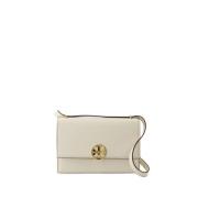 Neutrale Leren Schoudertas Licht Crème Tory Burch , Beige , Dames