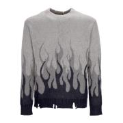 Dubbele Vlammen Streetwear Sweater Vision OF Super , Gray , Heren
