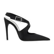 Zwarte Zijden Pumps met Puntige Neus Saint Laurent , Black , Dames