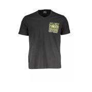 Zwart Katoenen V-Hals T-Shirt Plein Sport , Black , Heren