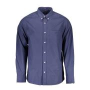 Blauw Katoenen Overhemd, Regular Fit, Korte Mouwen Gant , Blue , Heren