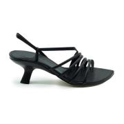 Asymmetrische Zwarte Leren Sandalen Vic Matié , Black , Dames