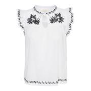 Vrouwelijke Blouse met Zwart Borduursel Part Two , White , Dames