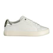 Witte Polyester Sneaker met Veters en Logo Calvin Klein , White , Dame...