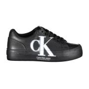 Zwarte Polyester Sneaker met Contrasterende Details Calvin Klein , Bla...