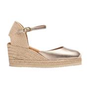 Casual Bronzen Leren Damespadrilles Unisa , Gray , Dames