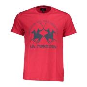 Rode Katoenen T-Shirt, Korte Mouwen, Regular Fit, Ronde Hals, Print, L...