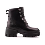 Zwarte veterschoenen met rubberen zool Timberland , Black , Dames