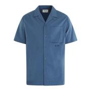 Heren Cotton Linen Shirt Blauw Olaf Hussein , Blue , Heren