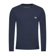 Klassiek Blauw Langarmig Katoenen T-Shirt voor Heren Emporio Armani , ...