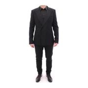 Zwart Gestreept Dubbel Breasted Slim Fit Pak Dolce & Gabbana , Black ,...