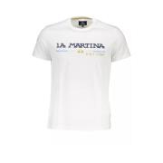 Wit Katoenen T-Shirt, Korte Mouwen, Regular Fit, Ronde Hals, Logo Prin...
