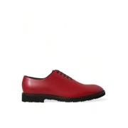 Rode leren Oxford jurkschoenen Dolce & Gabbana , Red , Heren