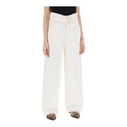 Wide Trousers Ganni , White , Dames