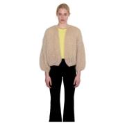 Fluffy Mohair Bomber Cardigan Maiami , Beige , Dames