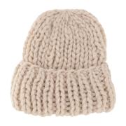 Luxe Merinowol Beanie in Beige Evyïnit , Beige , Dames