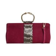 Bordeaux Suede Clutch met Reptielinzetstuk Tramontano , Red , Dames