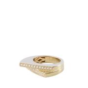 Gouden Diamanten Handboei Dubbele Ring Rainbow K , Yellow , Dames