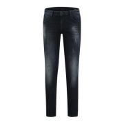 Donkerblauwe Skinny Fit Jeans met Versleten Details Pure Path , Blue ,...