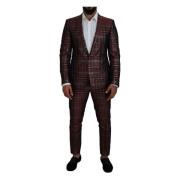 Slim Fit Bordeaux Suit Dolce & Gabbana , Red , Heren