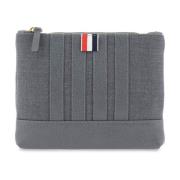 Wol 4-Bar Kleine Pouch Thom Browne , Gray , Dames