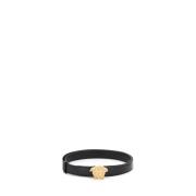 Croco-Embossed La Medusa Riem Versace , Black , Dames