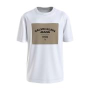 Canvas Curve Graphic Half Mouw T-shirt Calvin Klein , White , Heren