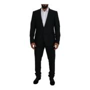 Zwart Slim Fit Tweedelig Pak Dolce & Gabbana , Black , Heren