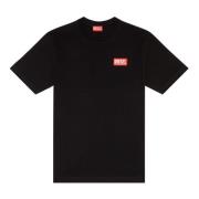 T-shirt met logo patch Diesel , Black , Heren