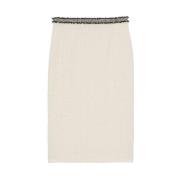 Elegante Tweed Pencil Rok Ines De La Fressange Paris , Beige , Dames