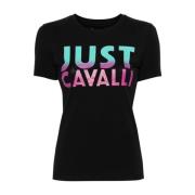 Zwart Grafische Print T-shirts en Polos Just Cavalli , Black , Dames
