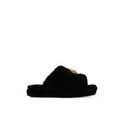 Harige platform slippers Versace , Black , Dames