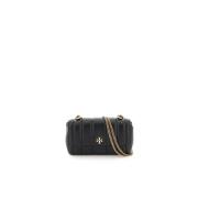 Gewatteerde leren mini tas met dubbel T-logo Tory Burch , Black , Dame...