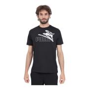 Sportief Zwart T-shirt met Logo Print Puma , Black , Heren