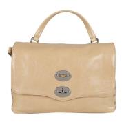 Beige Leren Crossbody Tas Zanellato , Beige , Dames